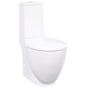 vidaXL Toaletă, alb, ceramică, flux de apă &icirc;n spate
