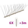 vidaXL Set bandă cu țepi antipăsări cu 4 r&acirc;nduri, 6 buc., plastic, 3 m
