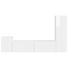 vidaXL Set comodă TV Pe perete 4 pcs Alb lucios Lemn compozit