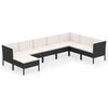 vidaXL Set mobilier de grădină cu perne, 8 piese, negru, poliratan