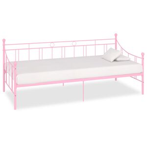 vidaXL Cadru de pat, roz, 90 x 200 cm, metal