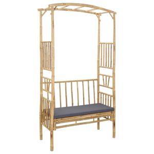 vidaXL Arc de Grădină cu Bancă Gri &icirc;nchis 115 x 50 x 205 cm Bambus