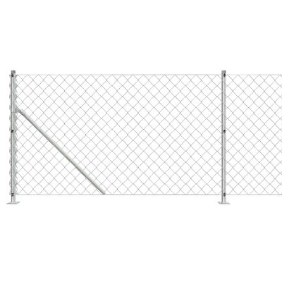 vidaXL Gard plasă de sârmă cu bordură, argintiu, 1x25 m