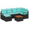 vidaXL Set de canapele pentru grădină cu pernă 7 pcs Negru poliratan