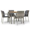vidaXL Set mobilier de grădină cu perne, 5 piese, gri, poliratan