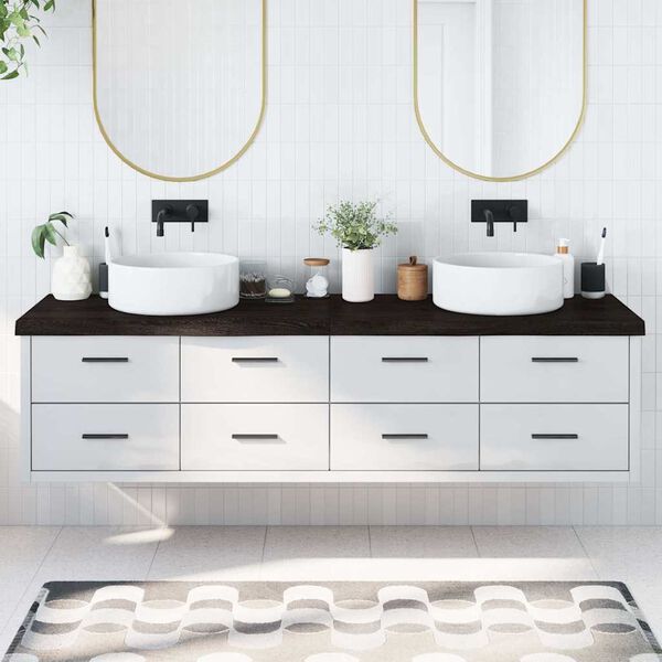 vidaXL Blat de baie, maro &icirc;nchis, 200x50x(2-6) cm, lemn masiv tratat