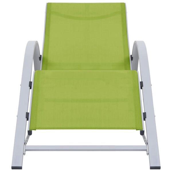 vidaXL Șezlonguri de plajă cu masă, 2 buc., verde, aluminiu