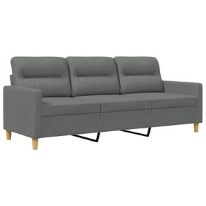 vidaXL Canapea cu 3 locuri, gri &icirc;nchis, 180 cm, material textil