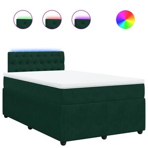 vidaXL Pat box spring cu saltea, verde &icirc;nchis, 120x200 cm, catifea