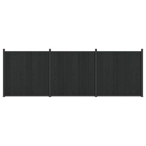vidaXL Panou de Gardă 3 pcs WPC și Aluminiu Negru