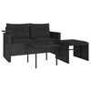 vidaXL Set mobilier de grădină cu perne, 3 piese, negru, poliratan