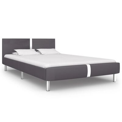 vidaXL Cadru de pat, gri, 140 x 200 cm, piele ecologică