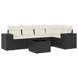 vidaXL Set mobilier de grădină cu perne, 6 piese, negru, poliratan
