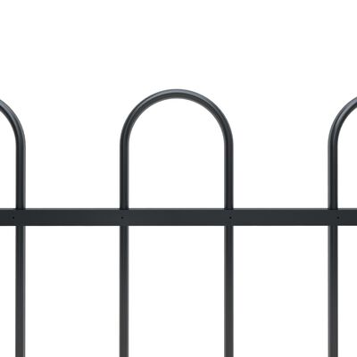 vidaXL Gard de grădină cu vârf curbat, negru, 5,1 m, oțel