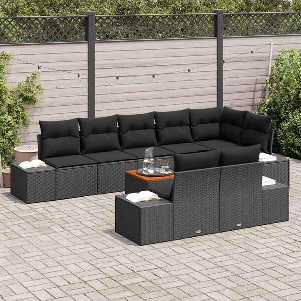 vidaXL Set de canapele pentru grădină 9 pcs Negru