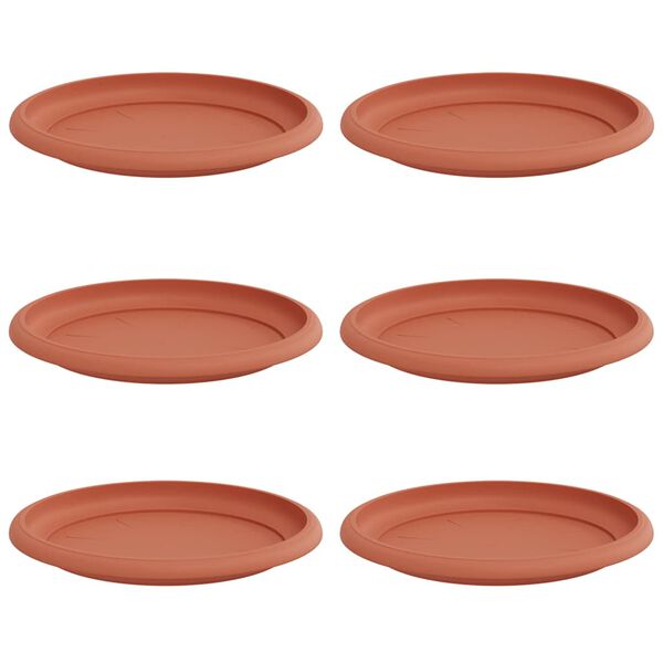 vidaXL Tavă rotundă pentru flori 6 pcs Roșu cărămidă &Oslash; 17,5 x 2 cm