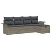 vidaXL Set de canapele pentru grădină cu pernă 5 pcs Gri Rattan poli
