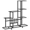 vidaXL Suport pentru flori cu roți, 94,5x25x92,5 cm, negru, metal