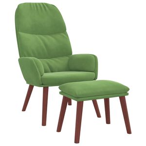 vidaXL Scaun de relaxare cu taburet, verde deschis, catifea