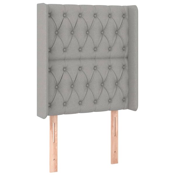 vidaXL Tăblie de pat cu aripioare gri deschis 83x16x118/128 cm textil