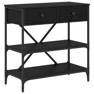 vidaXL Masă de consolă cu sertar Stejar Negru 75 x 34,5 x 75 cm lemn