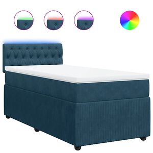 vidaXL Pat continental cu saltea, albastru, 80x200 cm, catifea