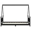 vidaXL Cadru de pat pentru copii, negru, 90x190 cm, lemn masiv de pin