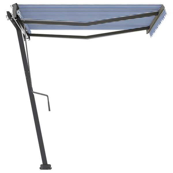 vidaXL Copertină autonomă retractabilă automat albastru&alb 350x250 cm