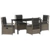 vidaXL Set de masă pentru grădină 5 pcs Gri poliratan