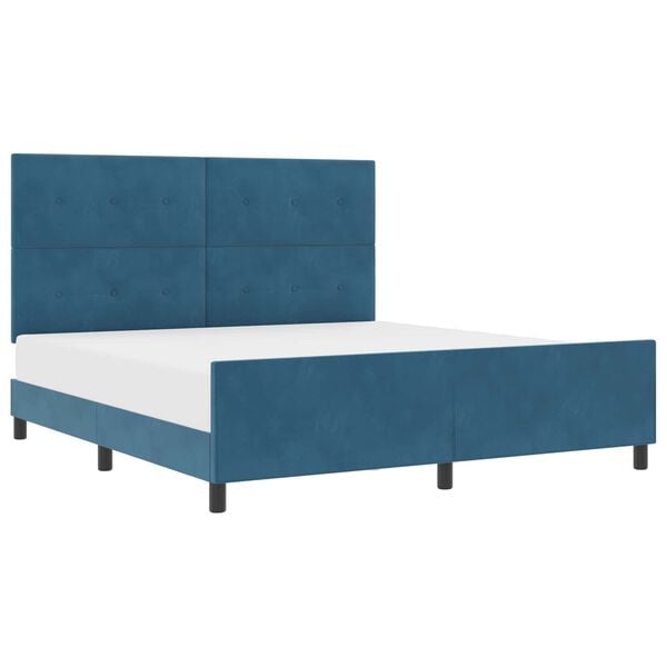vidaXL Pat cu arcuri cu headboard Albastru &icirc;nchis 180 x 200 cm Catifea