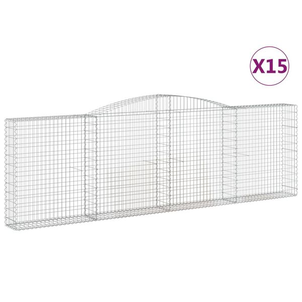 vidaXL Coșuri gabion arcuite 15 buc. 400x30x120/140 cm fier galvanizat