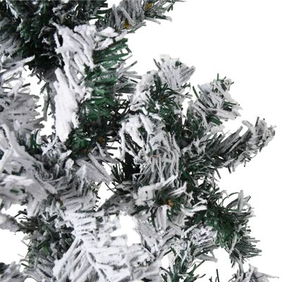 vidaXL Jumătate brad de Crăciun artificial subțire, cu zăpadă, 210 cm