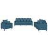 vidaXL Set de canapele cu perne, 3 piese, albastru, catifea