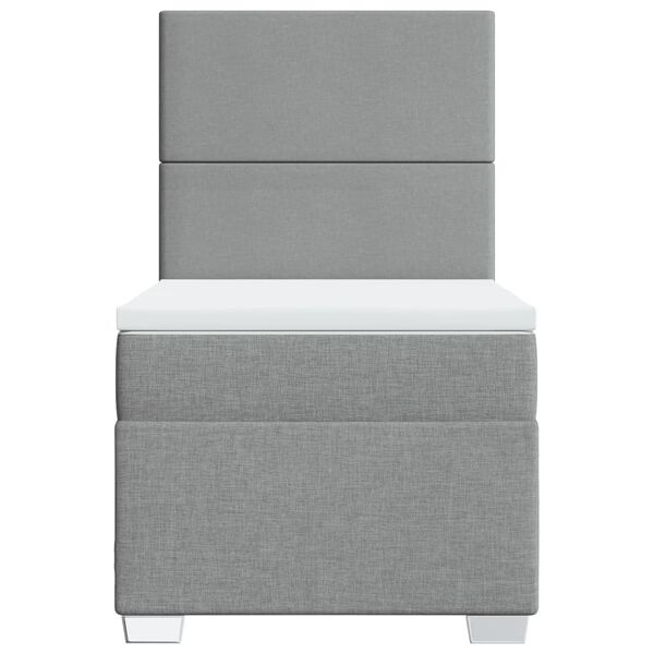 vidaXL Pat box spring cu saltea, gri deschis, 90x190 cm, textil