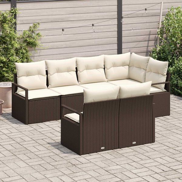 vidaXL Set de canapele pentru grădină 7 pcs Maro Rattan poli