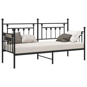 vidaXL Cadru de pat de zi cu headboard Negru 75 x 190 cm Oțel