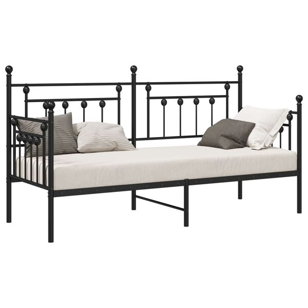 vidaXL Cadru de pat de zi cu headboard Negru 75 x 190 cm Oțel