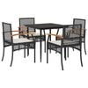 vidaXL Set mobilier de grădină cu perne, 5 piese, negru, poliratan