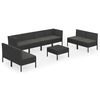 vidaXL Set mobilier de grădină cu perne, 9 piese, negru, poliratan