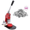vidaXL Presă insigne cu 500 piese de insignă cu agrafă, 25 mm