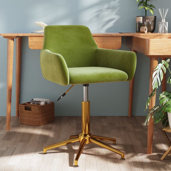 vidaXL Scaun de masă pivotant, verde deschis, catifea