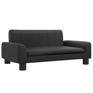 vidaXL Pat de c&acirc;ini, negru, 70x45x30 cm, piele ecologică