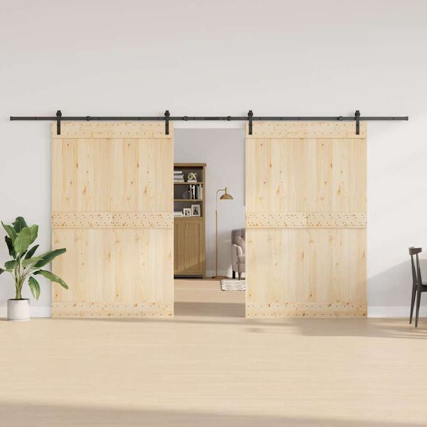 vidaXL Set feronerie pentru uși glisante, negru, 427 cm, oțel