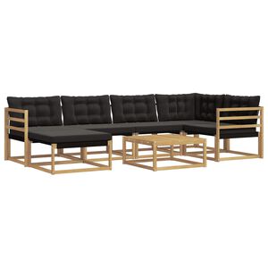 vidaXL Set de canapele de exterior 7 buc. Alb și negru