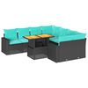 vidaXL Set mobilier de grădină cu perne, 9 piese, negru, poliratan