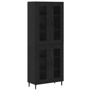 vidaXL Bufet 2 pcs Stejar Negru Lemn Stratificat și Sticlă
