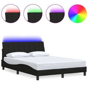 vidaXL Cadru de pat fără saltea, Hanko, negru, 140x190 cm, textil