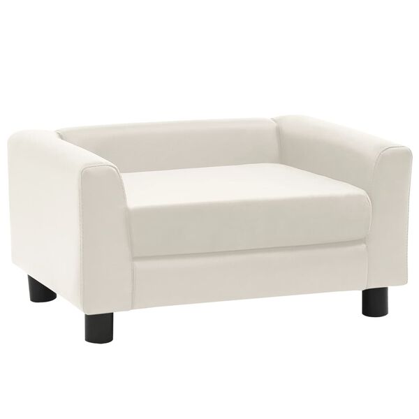 vidaXL Canapea c&acirc;ini cu spumă cu pernă crem 60x43x30 cm pluș/piele eco