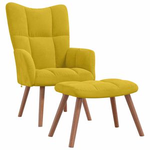vidaXL Scaun de relaxare cu taburet, galben muștar, catifea