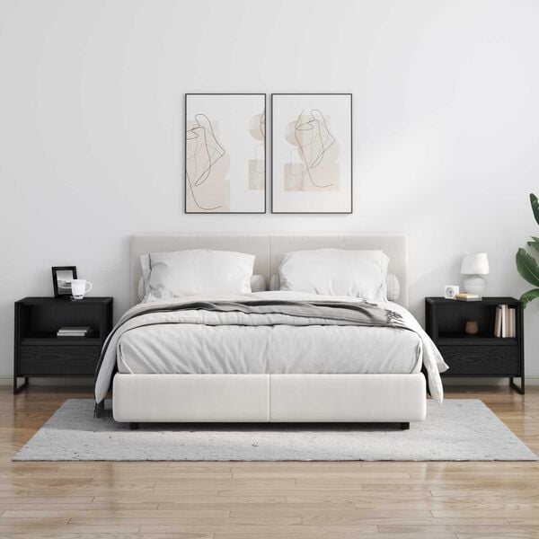 vidaXL Noptieră cu sertar Stejar Negru 50 x 39,5 x 50 cm Lemn compozit